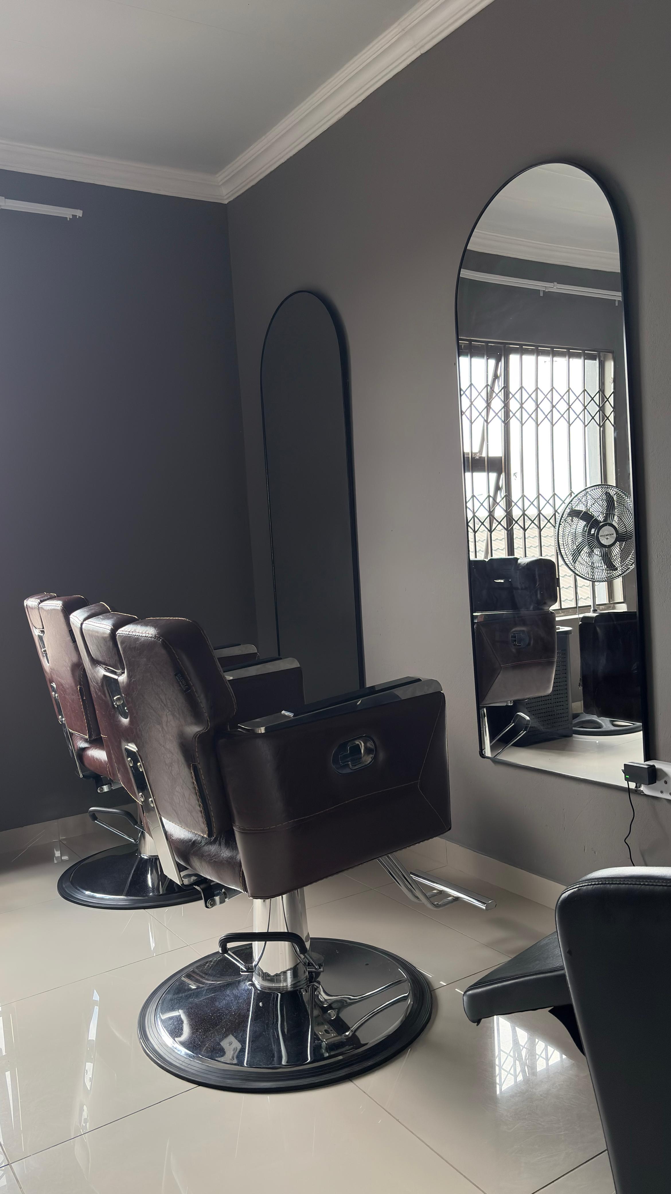 Ayra Men salon chairs and mirrors